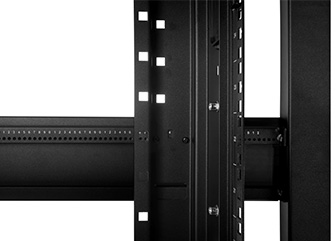 Server/Network Cabinets Front and rear sets of adjustable mounting rails adjust in 1/2'' increments with the easy-view depth index.