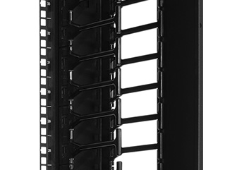Server/Network Cabinets Vertical cable manager attaches to the mounting rail creating a pathway for cables next to the rail.