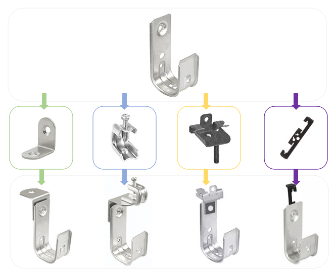 Ceiling Mount Style 3/4 J-Hook Cable Support Wire Management