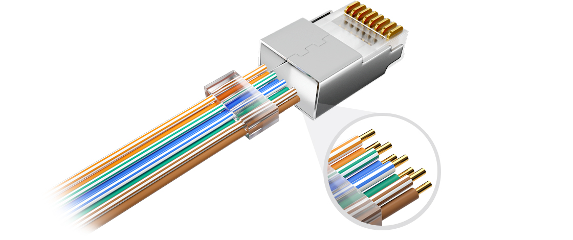 獨立線路槽,便於預接線這款cat6 rj45屏蔽水晶頭採用3芯和50μ