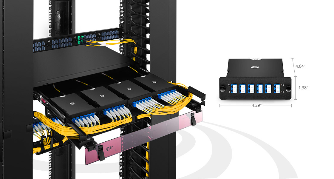 12 Fibers MTP-12 LC MPO/MTP® Cassette Module, OS2 Single-Mode, Type A - FS