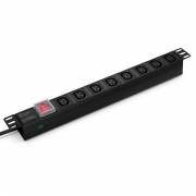 Unité de Distribution d'Alimentation (Basic Rack PDU) Monophasée 15A/250V, 8 Prises IEC320 C13, Fiche CEE7, Cordon de 6,6ft, Montage en Rack 1U Unité de Distribution d'Alimentation (Basic Rack PDU) Monophasée 15A/250V, 8 Prises IEC320 C13, Fiche CEE7, Cordon de 6,6ft, Montage en Rack 1U