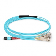 10m (33ft) MTP Femelle vers 12 LC UPC Duplex 24 Fibres OM4 (OM3) 50/125 Câble Breakout Multimode, Type B, LSZH, Aqua 10m (33ft) MTP Femelle vers 12 LC UPC Duplex 24 Fibres OM4 (OM3) 50/125 Câble Breakout Multimode, Type B, LSZH, Aqua