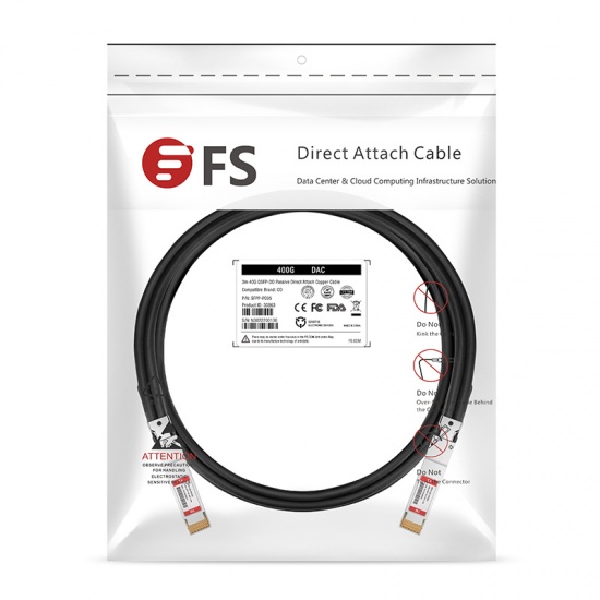 Cable DAC compatible con Cisco QDD-400-CU1M, 400G QSFP-DD 1m (3ft)