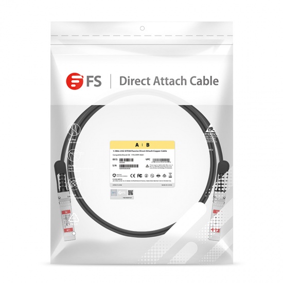 1,5m (5ft) Câble à Attache Directe Twinax en Cuivre Passif SFP28 25G pour Switchs de FS