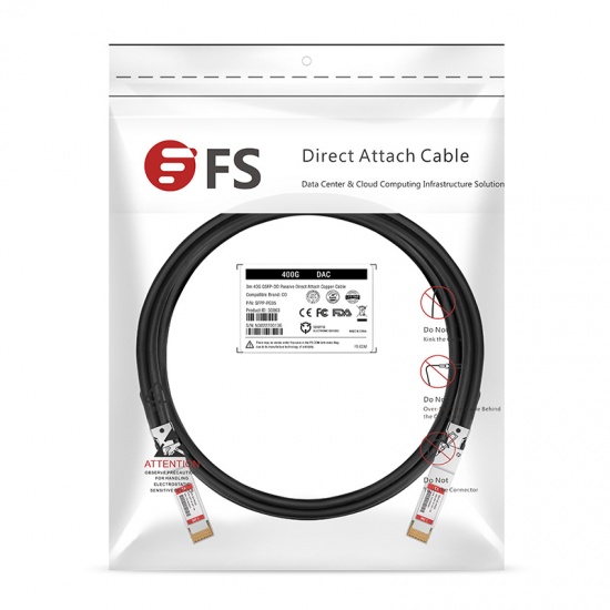 Cable Twinax de cobre de conexión directa pasivo (DAC) compatible genérico, 400G QSFP-DD 1.5m (5ft)