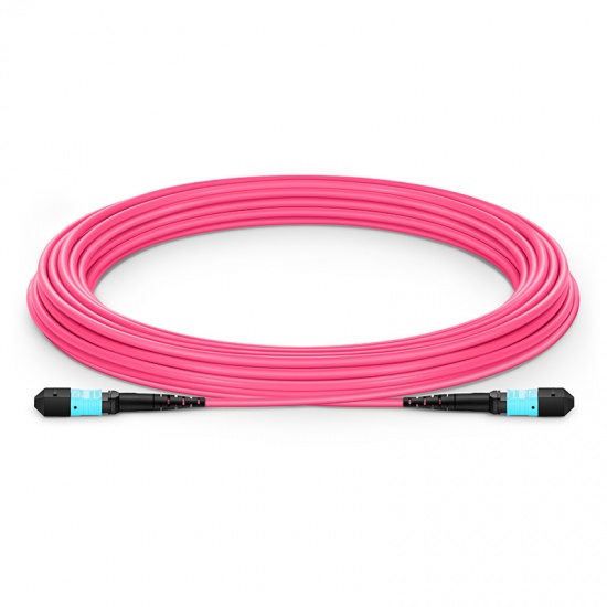 30m (98ft) MTP®-12 (Female) to MTP®-12 (Female) OM4 Multimode Elite Trunk Cable, 12 Fibers, Type A, Plenum (OFNP), Magenta