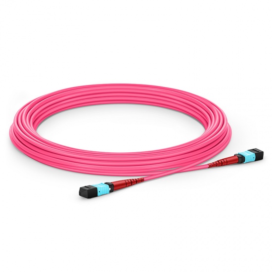 15m (49ft) MTP®- 24 (Female) to MTP®- 24 (Female) OM4 Multimode Elite Trunk Cable, 24 Fibers, Type A, Plenum (OFNP), Magenta