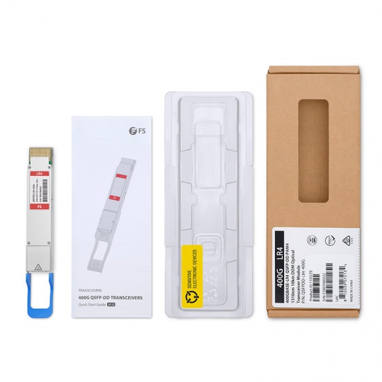 400GBASE-LR4 QSFP-DD PAM4 1310nm 10km DOM Duplex LC SMF Optical Transceiver Module for FS Switches