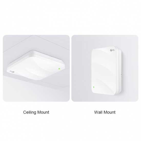 AP-W6T3267C, Wi-Fi 6 802.11ax 3267 Mbps Wireless Access Point, Seamless Roaming & 2x2 MU-MIMO Three Radios, Manageable via FS Controller or Standalone (PoE Injector Included)