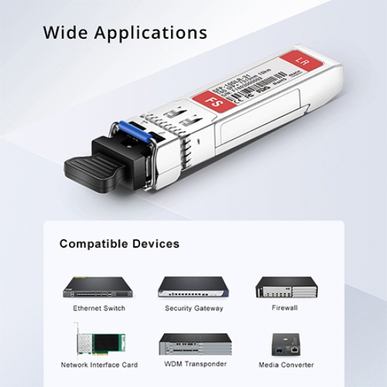 Cisco SFP-10G-SR Compatible 10GBASE-SR SFP+ 850nm 300m DOM Duplex LC MMF Transceiver Module