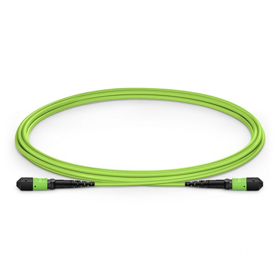 2m (7ft) MTP®-12 (Female) to MTP®-12 (Female) OM5 Multimode Elite Trunk Cable, 12 Fibers, Type B, Plenum (OFNP), Lime Green