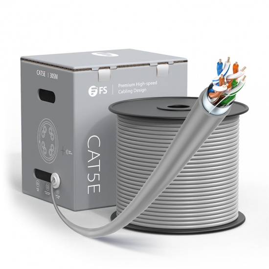 1000 Ft cm in-Wall Rated Cat 5e 350Mhz 24AWG Full Copper Wire UTP Pull Box Solid Gray 