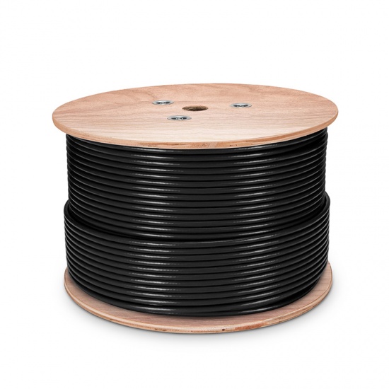 Cat6 Outdoor Direct Burial Cable, 1000ft (305m), UV Rated PVC and LDPE  Double Jackets, 23AWG, 550MHz, Unshielded (UTP), Bulk Ethernet Cable, Black