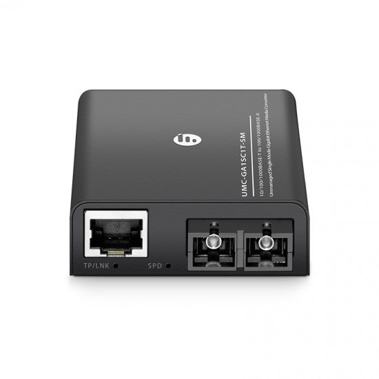 Mini Unmanaged Gigabit Ethernet Medienkonverter, 1x 10/100/1000Base-T RJ45 auf 1x 100/1000Base-X Singlemode SC 1310nm 10km, Eurostecker