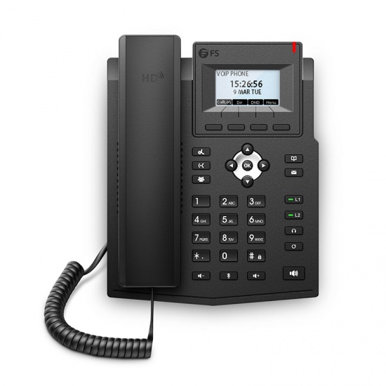 FIP-3102, Entry-level VoIP Phone with 2.3-Inch Black and White Screen, 2 SIP Accounts, Dual-Port Gigabit Ethernet, PoE