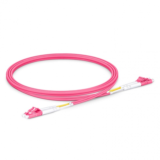 1m (3ft) LC UPC to LC UPC Duplex OM4 Multimode PVC (OFNR) 2.0mm Fiber Optic Patch Cable (Color-coded), Magenta