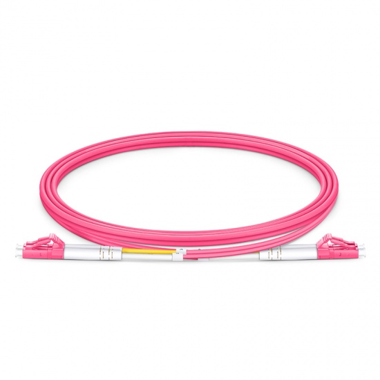 1m (3ft) LC UPC to LC UPC Duplex OM4 Multimode PVC (OFNR) 2.0mm Fiber Optic Patch Cable (Color-coded), Magenta
