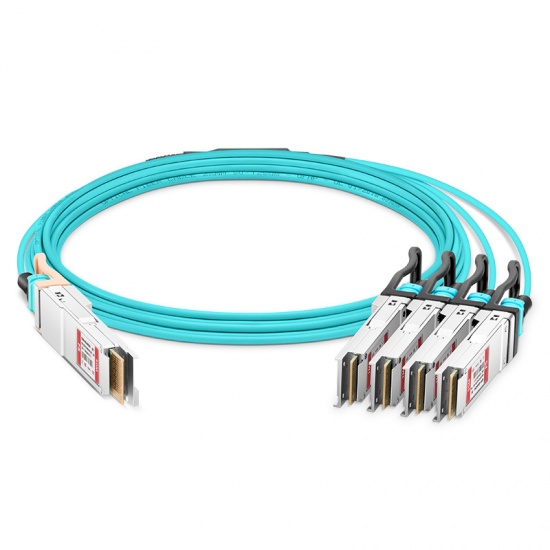 50m (164ft) Generic Compatible 400G QSFP-DD to 4x100G QSFP56 Active Optical Breakout Cable