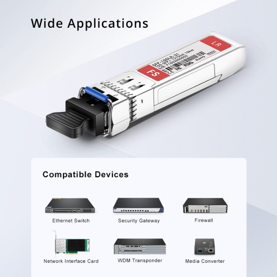 JD094B HPE H3C Compatible 10GBASE-LR SFP+ 1310nm 10km DOM Duplex LC SMF Transceiver Module for HPE OfficeConnect FlexNetwork FlexFabric and Altoline JD094B HPE H3C Compatible 10GBASE-LR SFP+ 1310nm 10km DOM Duplex LC SMF Transceiver Module for HPE OfficeConnect FlexNetwork FlexFabric and Altoline