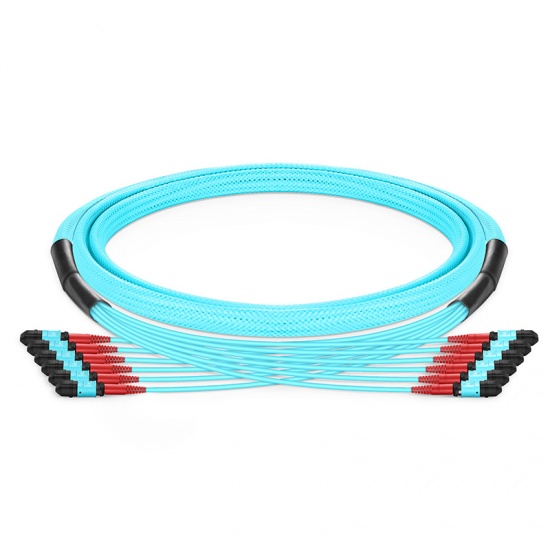 Customized 24-144 Fibers Senko MPO-24 OM3 Multimode Elite Trunk Cable, Aqua