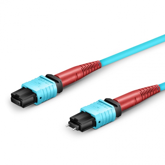 Customized 24-144 Fibers Senko MPO-24 OM3 Multimode Elite Trunk Cable, Aqua