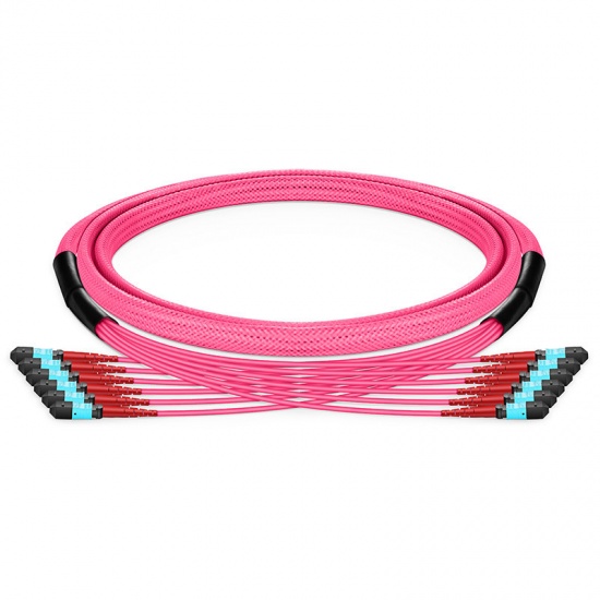 Customized 24-144 Fibers MTP®-24 OM4 Multimode Elite Trunk Cable, Magenta