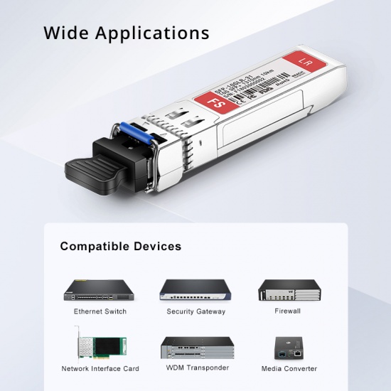 Módulo transceptor/Transceiver compatible con J9151A HPE ProCurve, 10GBASE-LR SFP+ 1310nm 10km DOM LC dúplex SMF para switches de HPE Aruba OfficeConnect y ProCurve