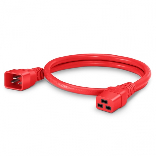 3ft (0.9m)  IEC320 C20 to IEC320 C19 12AWG 250V/20A Power Extension Cord, Red