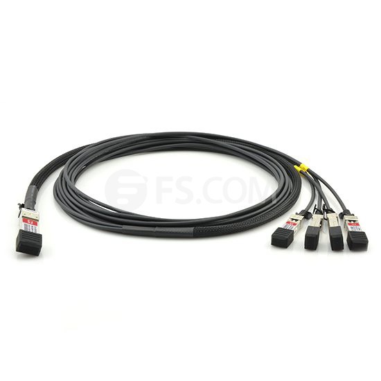 1m (3ft) H3C LSWM1QSTK3 Compatible 40G QSFP+ to 4 x 10G SFP+ Passive Direct Attach Copper Breakout Cable