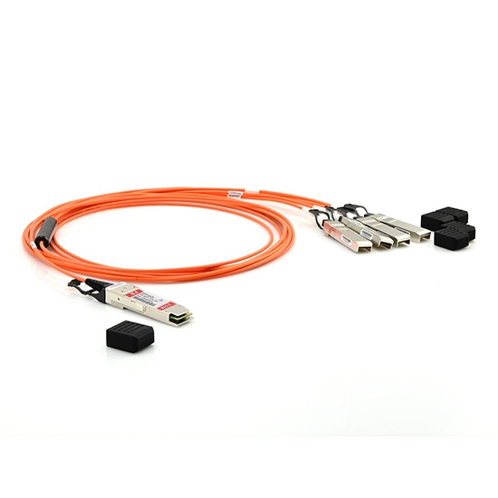 20m (66ft) Câble Breakout Actif QSFP+ 40G vers 4x SFP+ 10G pour Switchs de FS