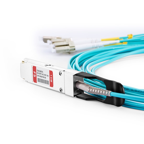 15m (49ft) 40G QSFP+ to 4 Duplex LC Breakout Active Optical Cable for FS Switches