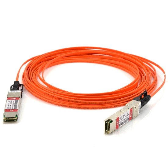 Cable Óptico Activo (AOC) 40G QSFP+ a QSFP+ 30m (98ft) - Compatible con Brocade 40G-QSFP-QSFP-AOC-3001 - Latiguillo QSFP+