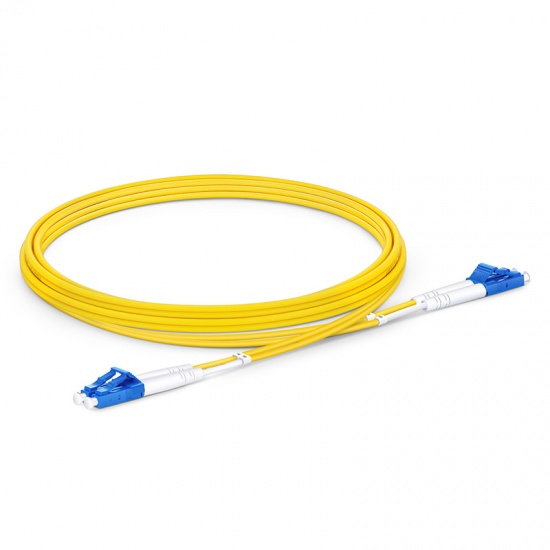 2m (7ft) LC UPC to LC UPC Duplex OS2 Single Mode PVC (OFNR) 2.0mm Fiber Optic Patch Cable
