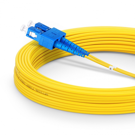 20m (66ft) LC UPC to SC UPC Duplex OS2 Single Mode PVC (OFNR) 2.0mm Fiber Optic Patch Cable