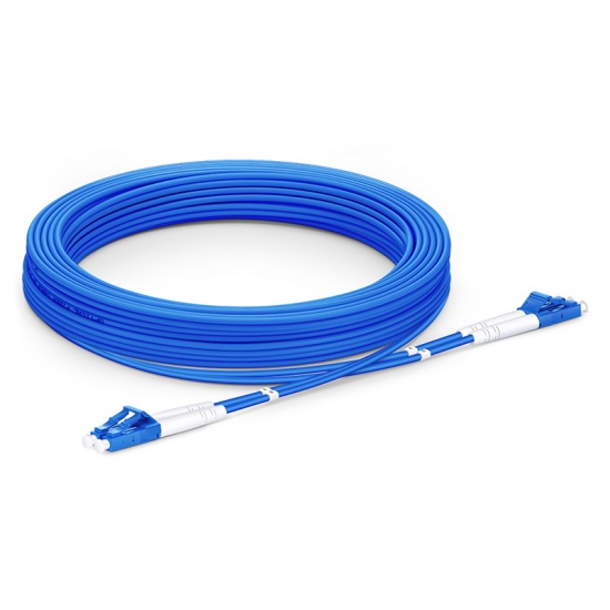 30m (98ft) LC UPC to LC UPC Duplex OS2 Single Mode Indoor Armored PVC (OFNR) 3.0mm Fiber Optic Patch Cable