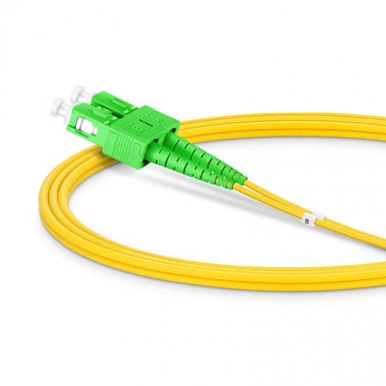 1m (3ft) SC APC to SC APC Duplex OS2 Single Mode PVC (OFNR) 2.0mm Fiber Optic Patch Cable
