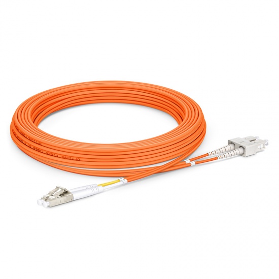 5m (16ft) LC UPC to SC UPC Duplex OM1 Multimode PVC (OFNR) 2.0mm Fiber Optic Patch Cable