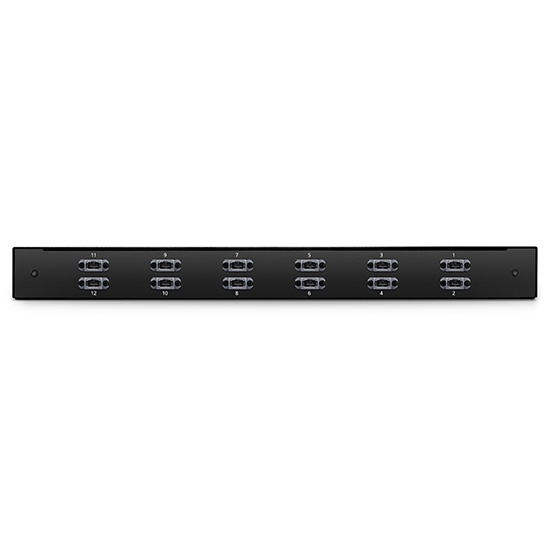 FHU 1U Breakout Cassette,  96 Fibers OS2 Single Mode, Universal Polarity, 12 x MTP®-8 to 24 x LC Quad (Blue), 0.35dB max