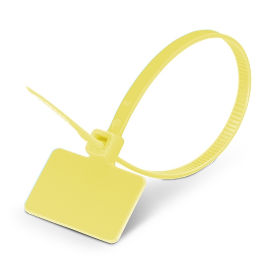 100pcs/Bag 6in.L x 0.15in.W ID Marker Nylon Cable Ties-Outside Flag-Yellow