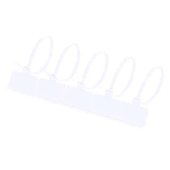 100pcs/Bag 6in.L x 0.15in.W ID Marker Nylon Cable Ties-Outside Flag-White