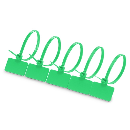100pcs/Bag 6in.L x 0.15in.W ID Marker Nylon Cable Ties-Outside Flag-Green