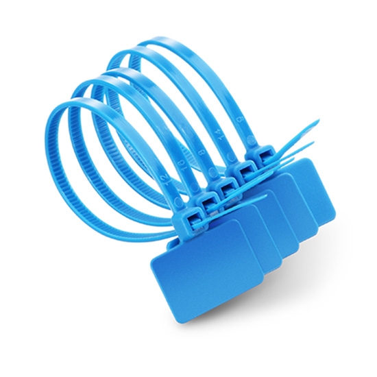 100pcs/Bag 6in.L x 0.15in.W ID Marker Nylon Cable Ties-Outside Flag-Blue