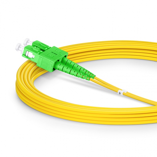 3m (10ft) LC UPC to SC APC Duplex OS2 Single Mode PVC (OFNR) 2.0mm Fiber Optic Patch Cable