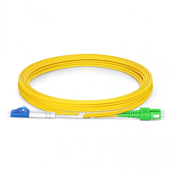 3m (10ft) LC UPC to SC APC Duplex OS2 Single Mode PVC (OFNR) 2.0mm Fiber Optic Patch Cable