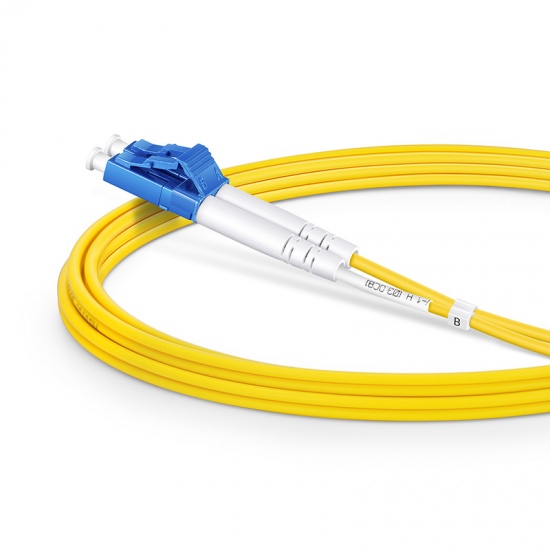 2m (7ft) LC UPC to SC APC Duplex OS2 Single Mode PVC (OFNR) 2.0mm Fiber Optic Patch Cable