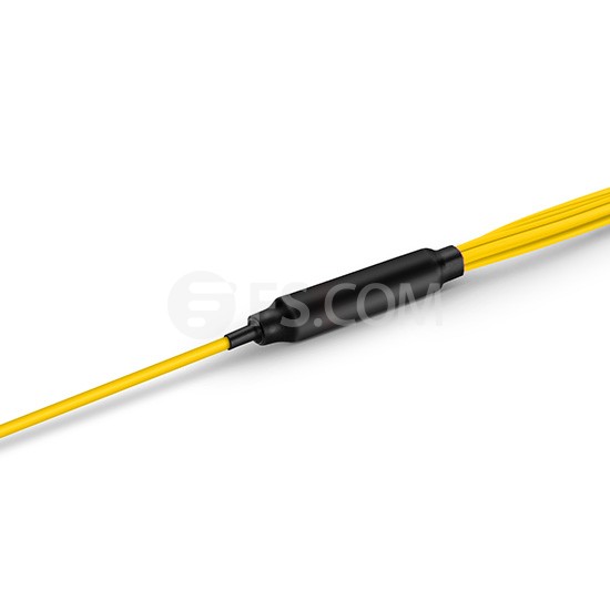 Cable breakout MTP® elite hembra a 4 LC UPC dúplex 8 fibras tipo B, OS2 9/125 monomodo, plenum (OFNP), amarillo, 3m