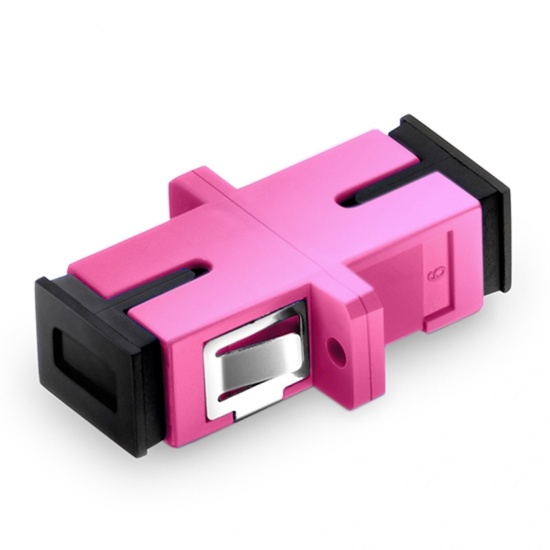 SC/UPC to SC/UPC Simplex OM4 Multimode Plastic Fiber Optic Adapter/Coupler with Flange, Violet