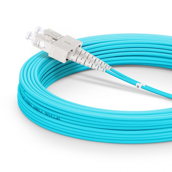 20m (66ft) LC UPC to SC UPC Duplex 3.0mm PVC(OFNR) OM4 Multimode Fiber Optic Patch Cable