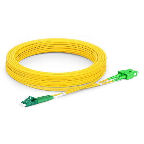 30m (98ft) LC APC to SC APC Duplex 3.0mm PVC (OFNR) 9/125 Single Mode Fiber Patch Cable